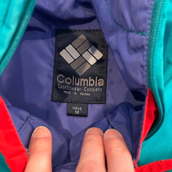 VTG Columbia Mens Medium Hooded Jacket Coat Windbreaker Nylon Packable - Picture 6 of 11
